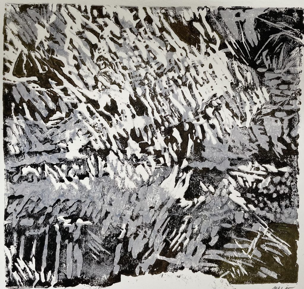 Zweifarbendruck, Schwarz -grau, abstrakt