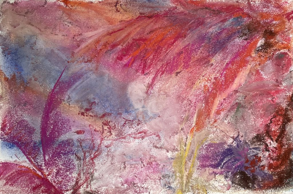 in Guadeloupe , pinker Himmel und Palmen