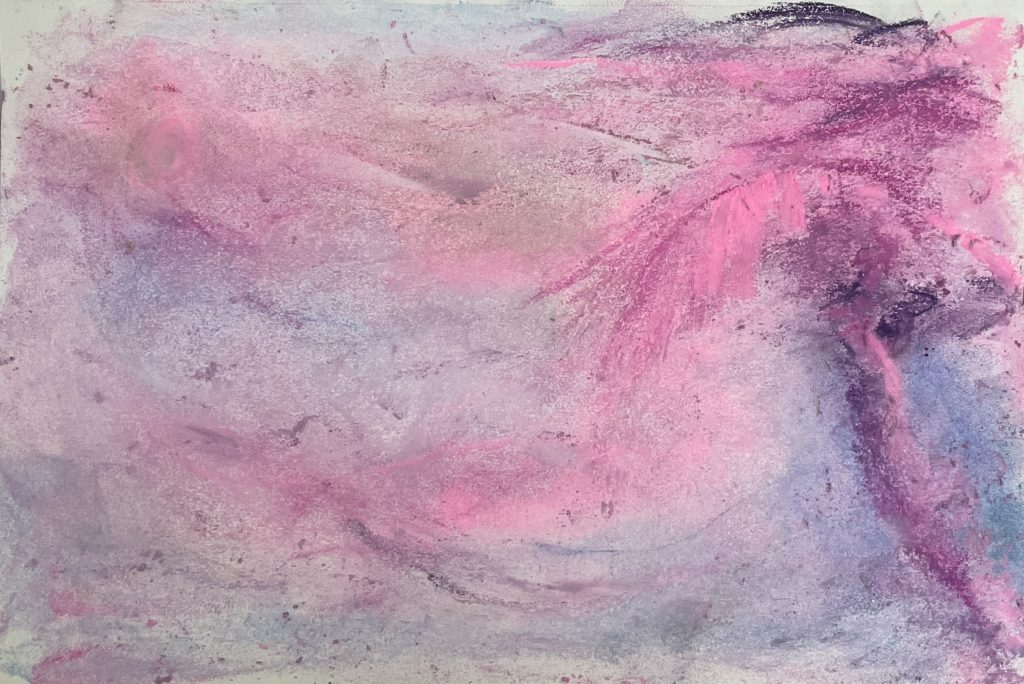 Stellas Hochzeitsschleier, rosa Himmel, Palme