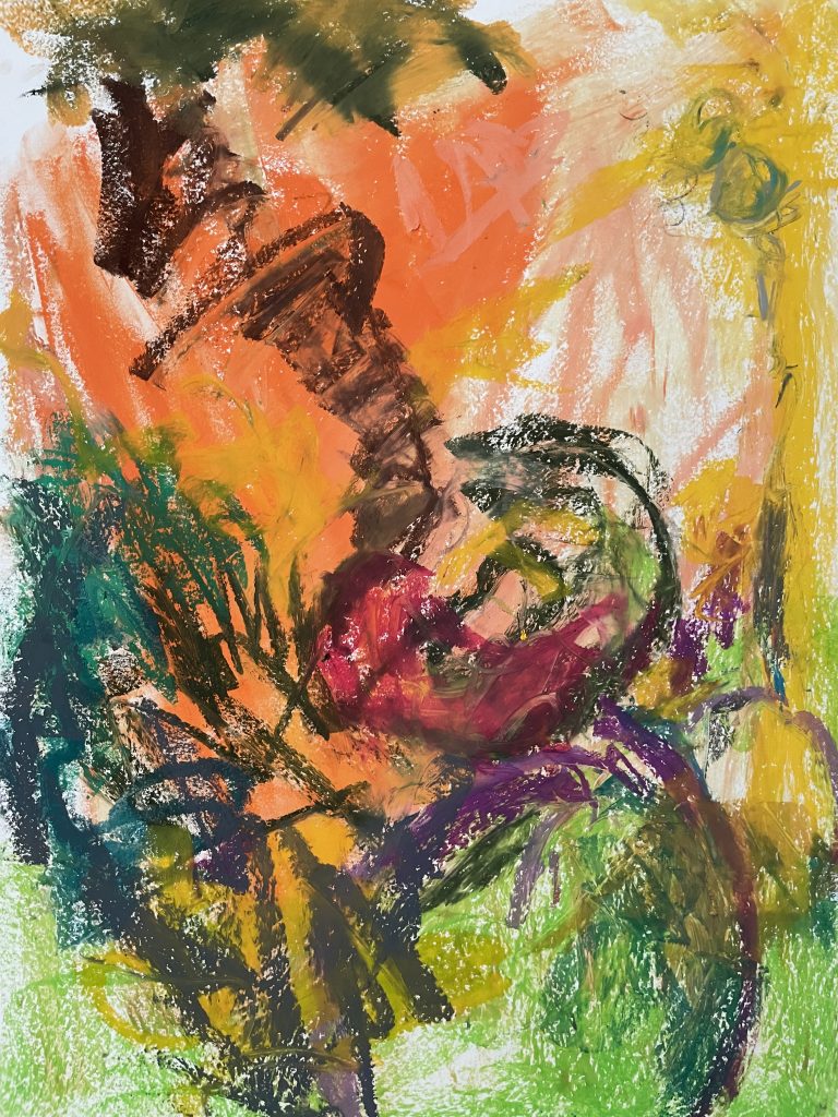 abstrakt, orange, spirale, Palme
