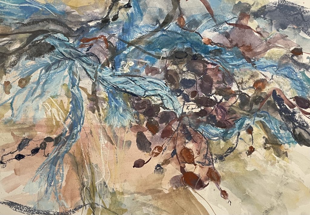 Strandgut, Mixed Media, blaue Schnüre