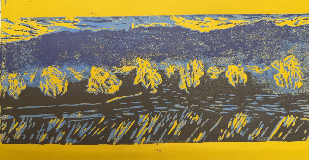 Linolschnitt, Alb, Einsiedel, Herbst